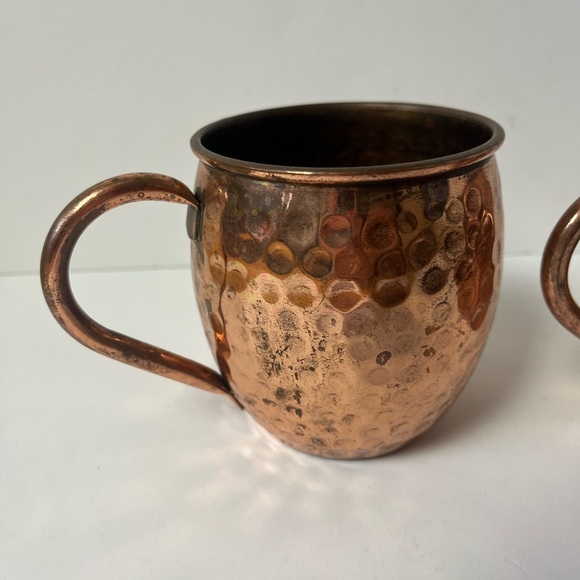 Set of Two Hammered Copper Moscow Mule Handled Mugs - Picture 5 of 8